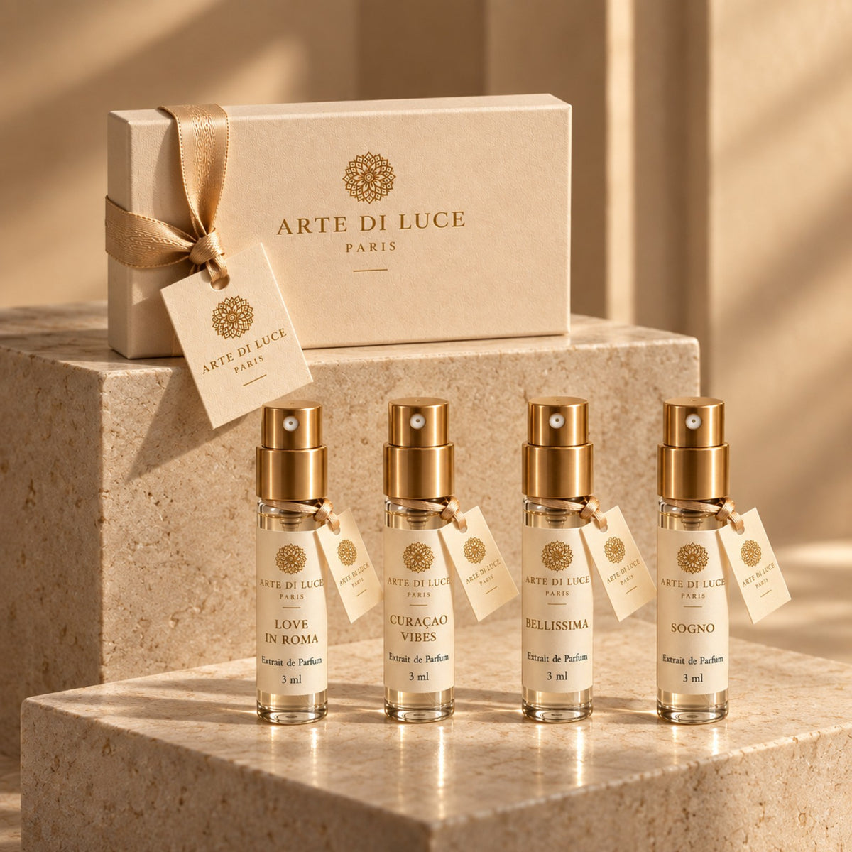 Arte di Luce Paris Discovery Set with four 3 ml fragrance vials