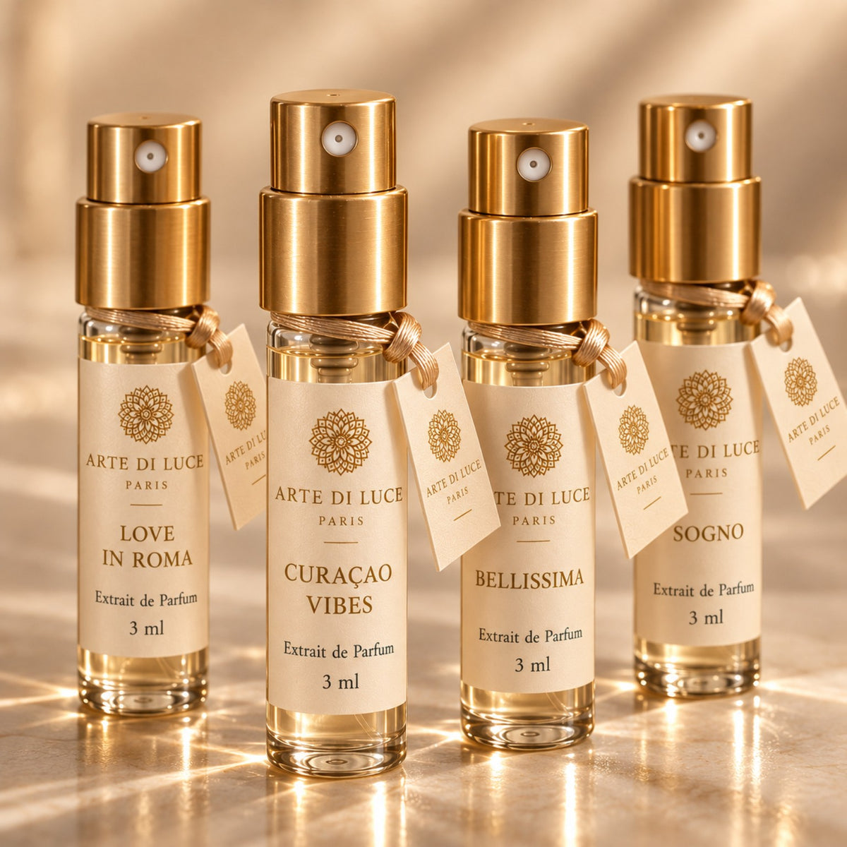 Four Arte di Luce Paris 3 ml Discovery Set fragrance vials